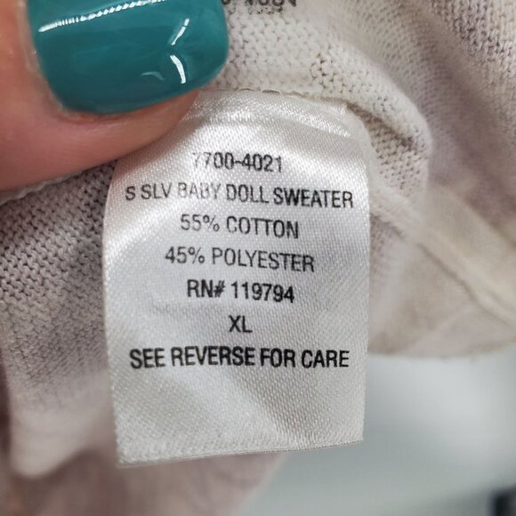 One World Live And Let Live Womens Short Sleeve Baby Doll Sweater‎ Sz XL Yellow - Picture 9 of 13